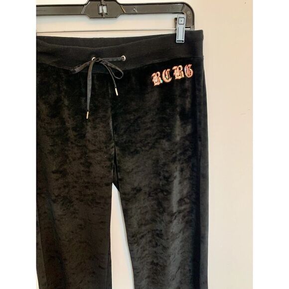 VTG Y2K BCBG MaxAzria Black Velour Rhinestone Track Suit L Hoodie Juicy Heart Lo - Picture 6 of 16